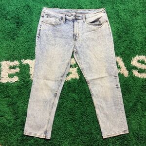 Original Use‎ Mens 40x30 Slim Taper Jeans Light Wash Distressed Denim Casual